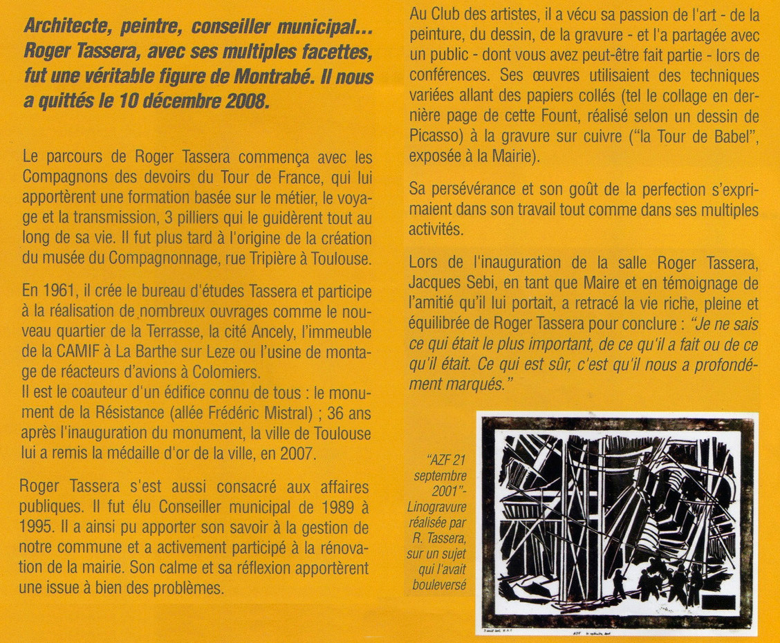 Coupure de presse relative à l'innoguration de la salle Roger Tassera